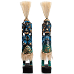 Комплект из 2-х деревянных статуэток Asmat Straw Headdress Statuettes Blue Tattoo варинант исполнения - 4 | Loft Concept в Ульяновске