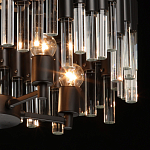 Люстра круглая из матового черного металла с подвесками из прозрачных стеклянных трубок Noir Tubes варинант исполнения - 6 | Loft Concept в Ульяновске