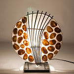 Настольная лампа из перламутра и дерева на подставке Indonesian Shell варинант исполнения - 4 | Loft Concept в Ульяновске