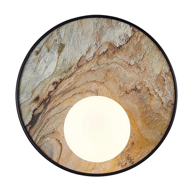 Бра круглое с каменным диском в металлической раме Sandstone Painting  в Ульяновске | Loft Concept 