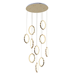 Потолочная люстра каскадная светодиодная с золотистым каркасом Ring of Fire варинант исполнения - 1 | Loft Concept в Ульяновске