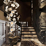 Люстра каскадная из белых цветов каллы и птичек Refined Taste of Light варинант исполнения - 3 | Loft Concept в Ульяновске