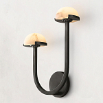 Бра с 2-мя мраморными плафонами на черном корпусе Light Warm Light варинант исполнения - 1 | Loft Concept в Ульяновске