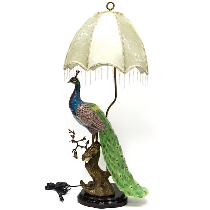 Настольная лампа Peacock Lamp Белый Зеленый Синий Бронза в Ульяновске | Loft Concept 