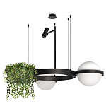 Подвесной светильник с 2-мя шарообразными плафонами и цилиндрическим спотом Light of Еyes варинант исполнения - 2 | Loft Concept в Ульяновске