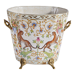 Кашпо с растительным и животным орнаментом на бронзовых ножках Turquoise Blooming Garden варинант исполнения - 1 | Loft Concept в Ульяновске