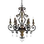 Люстра с подвесками из прозрачного стекла на кованом каркасе бронзового цвета в классическом стиле Quoizel варинант исполнения - 5 | Loft Concept в Ульяновске