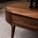 Кофейный стол овальный из дерева с 2-мя ящиками Coffee Walnut Table варинант исполнения - 5 | Loft Concept в Ульяновске