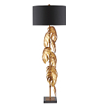 Торшер с каркасом из тропических листьев и круглым черным абажуром Tropical Leaves Monstera варинант исполнения - 2 | Loft Concept в Ульяновске