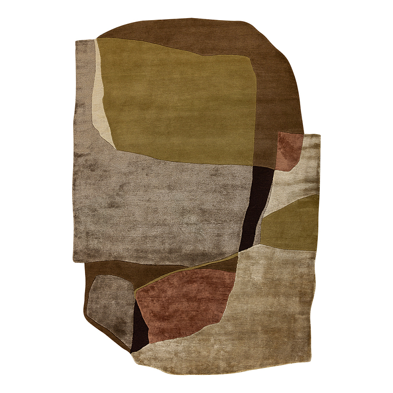 Ковер шелк Manhattan Wool Silk Carpet I Бежевый Коричневый Оливковый в Ульяновске | Loft Concept 