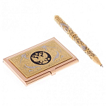 Набор из ручки шариковой металлической и карманной визитницы с гравировкой Герба России Metal Pens варинант исполнения - 1 | Loft Concept в Ульяновске