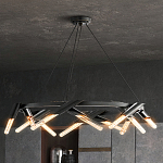 Люстра круглая с трубчатыми лампочками Vanguard Circle варинант исполнения - 3 | Loft Concept в Ульяновске