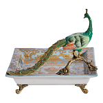 Блюдо квадратное с павлином на бронзовых ножках Eden Garden варинант исполнения - 3 | Loft Concept в Ульяновске