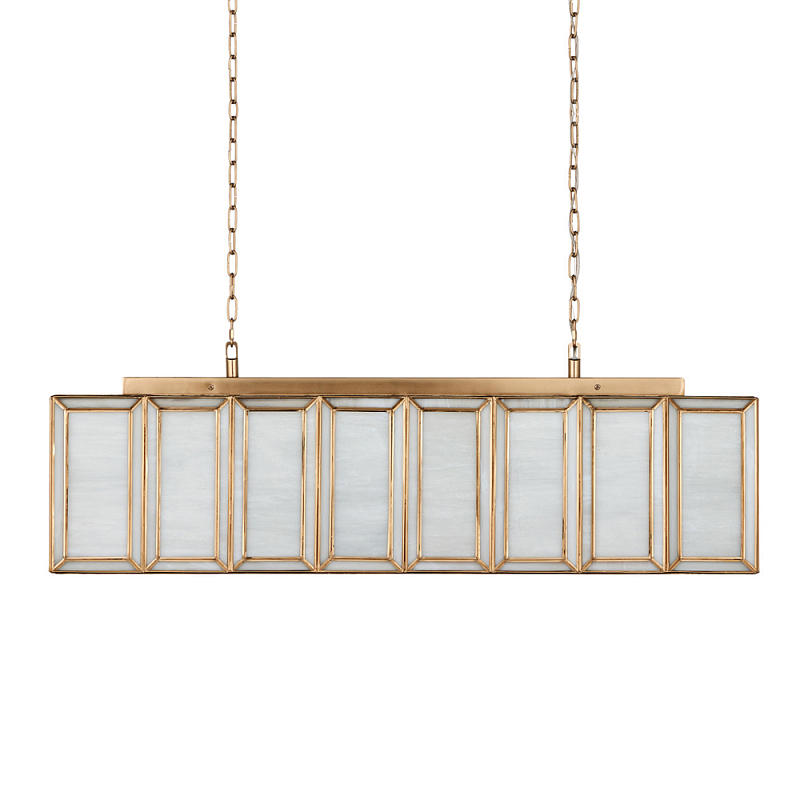 Люстра прямоугольная с каркасом золотого цвета Soft Glow Lamps Золотой Молочный в Ульяновске | Loft Concept 