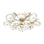 Потолочная люстра круглая ветвистыми бронзовыми элементами и стеклянными рифлеными дисками Textured Glass Chandelier варинант исполнения - 3 | Loft Concept в Ульяновске