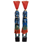 Комплект из 2-х деревянных статуэток Asmat Straw Headdress Statuettes Multicolor варинант исполнения - 3 | Loft Concept в Ульяновске