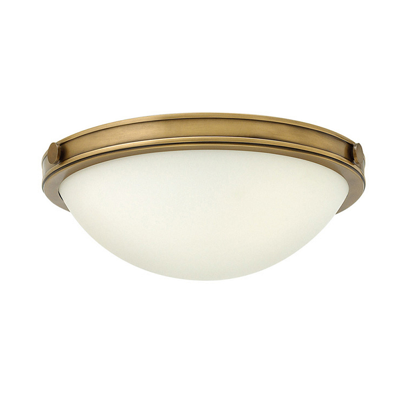 Потолочный светильник цвета латунь с полусферическим матовым белым плафоном Hinkley Латунь Белый в Ульяновске | Loft Concept 