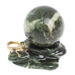 Шар с декором в виде бронзовой ящерицы на подставке из натурального камня Змеевик Natural Stone Spheres 4.5 см варинант исполнения - 1 | Loft Concept в Ульяновске