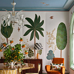 Обои с вышивкой ручной работы Mughal Trees Original colourway on linen варинант исполнения - 5 | Loft Concept в Ульяновске