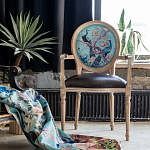 Полукресло из массива бука с сиденьем из экокожи и цветочным принтом на спинке Chinoiserie Garden Chair варинант исполнения - 5 | Loft Concept в Ульяновске