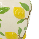 Ваза с крышкой кремового цвета и объемным рисунком лимонов и листьев Lemon Delight варинант исполнения - 3 | Loft Concept в Ульяновске