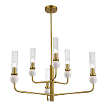 Люстра с 6-ю плафонами в форме стеклянных трубок и мраморных декоративных элементов Montreal варинант исполнения - 4 | Loft Concept в Ульяновске