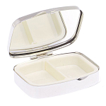 Таблетница карманная прямоугольная с 2-мя отделениями с зеркалом и накладкой из натурального камня Оникс Silver Stone Pillboxes варинант исполнения - 3 | Loft Concept в Ульяновске