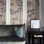 Обои ручная роспись Distant Bamboo Special Colourway on Lead Grey dyed silk варинант исполнения - 2 | Loft Concept в Ульяновске