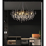 Люстра черная с прозрачными стеклянными подвесками в форме капель FAIRYTREE Light варинант исполнения - 5 | Loft Concept в Ульяновске