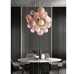 Люстра розовые шары на золотом каркасе Pink Light Bubbles варинант исполнения - 3 | Loft Concept в Ульяновске
