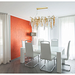 Люстра линейная золотого цвета с декоративными ветвями и длинными стеклянными подвесками в форме сосулек Droplet Chandelier варинант исполнения - 10 | Loft Concept в Ульяновске