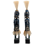 Комплект из 2-х деревянных статуэток Asmat Straw Headdress Statuettes Dark Blue варинант исполнения - 5 | Loft Concept в Ульяновске