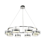 Люстра светодиодная с 8-ю прозрачными плафонами цилиндрической формы из акрила и стекла с пультом для регулировки света Glass Lamp Chromium варинант исполнения - 2 | Loft Concept в Ульяновске