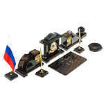 Настольный письменный набор с часами из природного камня обсидиана National Еmblem варинант исполнения - 2 | Loft Concept в Ульяновске