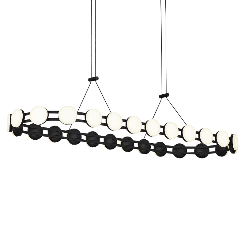 Люстра овальная с круглыми светодиодными источниками света Maxine Light Золотой Черный Белый в Ульяновске | Loft Concept 