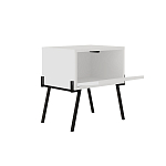 Прикроватная тумба белая с откидной резной дверцей на 4-х металлических ножках NAIVE NIGHTSTAND WHITE варинант исполнения - 1 | Loft Concept в Ульяновске
