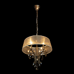 Люстра подвесная круглая с тканевым полупрозрачным абажуром и подвесками 4 лампы Gilded Elegance варинант исполнения - 3 | Loft Concept в Ульяновске