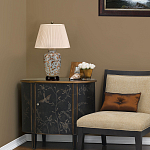 Настольная лампа с фарфоровым основанием нежно голубого цвета с золотистым цветочным рисунком и бежевым плиссированным абажуром Elstead Lighting варинант исполнения - 5 | Loft Concept в Ульяновске