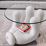 Дизайнерский журнальный стол с круглой прозрачной столешницей на белом фигурном основании Luqak варинант исполнения - 2 | Loft Concept в Ульяновске