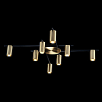 Потолочный светильник с 8-ю цилиндрическими плафонами цвета латунь TRIBES CHANDELIER варинант исполнения - 1 | Loft Concept в Ульяновске