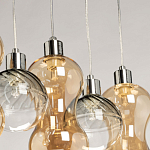 Люстра с 3-мя плафонами волнообразной формы цвета янтарь и 2-мя прозрачными шарообразными плафонами Lucid Rain  варинант исполнения - 8 | Loft Concept в Ульяновске
