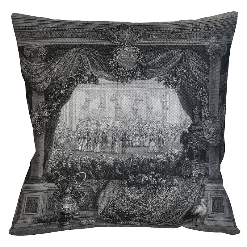 Декоративная подушка Tuileries Palace Pillow Черно-белый Бежевый Декоративная подушка Tuileries Palace Pillow Черно-белый Бежевый в Ульяновске | Loft Concept