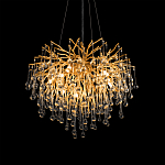 Люстра подвесная с прозрачными стеклянными подвесками в форме капель Диаметр 60 см Droplet Chandelier варинант исполнения - 9 | Loft Concept в Ульяновске