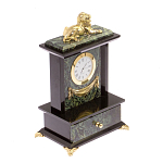 Часы настольные с декором в виде льва из натурального камня Нефрит Lion Stone Clock варинант исполнения - 2 | Loft Concept в Ульяновске