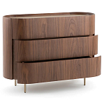 Комод округлой формы с тремя ящиками Walnut and Leather варинант исполнения - 3 | Loft Concept в Ульяновске