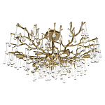 Потолочная люстра в виде ветвей деревьев золотого цвета с прозрачными подвесками-каплями Droplet Chandelier варинант исполнения - 3 | Loft Concept в Ульяновске