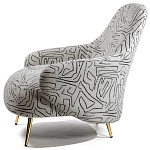 Кресло мягкое с принтом на золотистых ножках Onlooker варинант исполнения - 1 | Loft Concept в Ульяновске