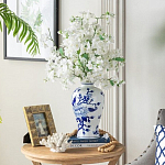 Ваза с бело-синей росписью и изображением цветов Blue & White Ornament варинант исполнения - 5 | Loft Concept в Ульяновске