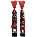 Комплект из 2-х деревянных статуэток Asmat Red Straw Headdress Statuettes Red Gold варинант исполнения - 1 | Loft Concept в Ульяновске