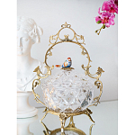 Конфетница с бронзовой ручкой и фарфоровой птичкой на крышке Eden Garden варинант исполнения - 4 | Loft Concept в Ульяновске